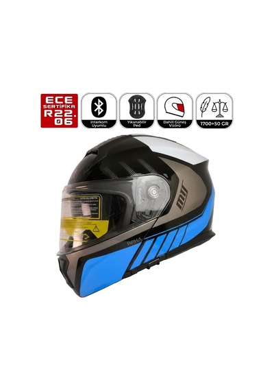 M966 V2 Wx91 Motosiklet Kaskı Güneş Vizörlü Çene Açılır Motorcu Kask Çok Renkli