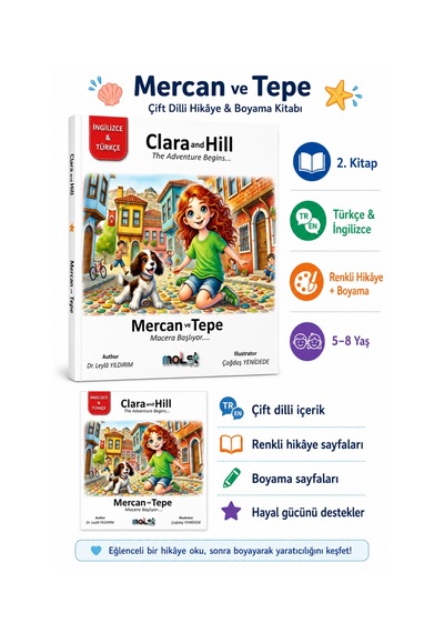Mercan Ve Tepe 5 Kitap Seti - Türkçe İngilizce Hikaye Ve Boyama Kitabı