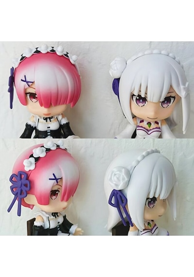 Re:zero Emilia Rem Ram 3'lü Figür Seti 9 Cm Anime Koleksiyon Dekoratif Pvc Figür