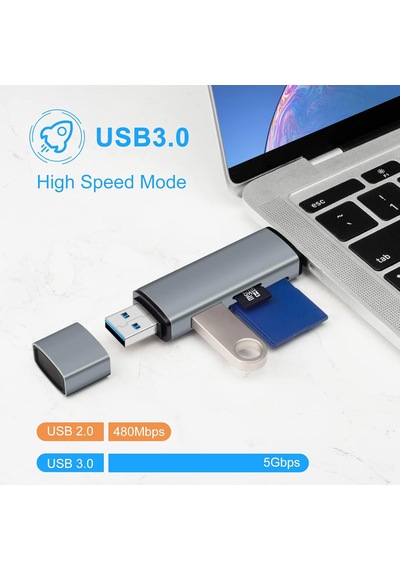 Cr62 5in1 Çift Girişli Usb 3.0 & Type-c Otg Kart Okuyucu Hub Sd, Micro Sd Kart Okuyucu Adaptör