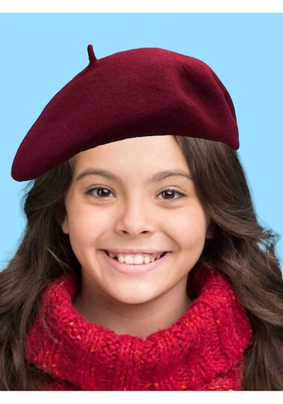 Tezzgelsin Çocuk Fransız Ressam Keçe Bere Bordo