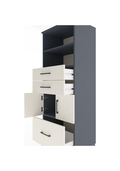 Hyperion Dolap 3 Raflı 3 Çekmeceli 2 Kapaklı 60x44x163 Antras... Antrasit