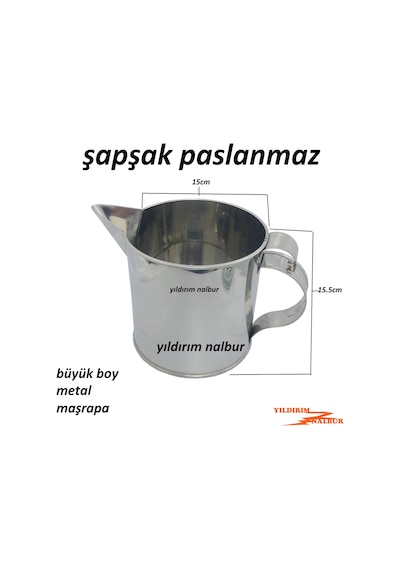 Paslanmaz Şapşak 2.5 Lt Metal Maşrapa Büyük Boy Paslanmaz Çelik