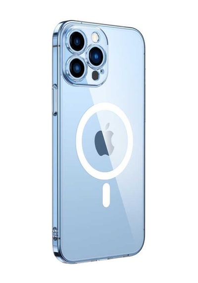 Zore Apple Uyumlu iPhone 12 Pro Max İle  Kılıf M-safe Şarj Özellikli Şeffaf Tek Kamera Çerçeveli Porto Kapak