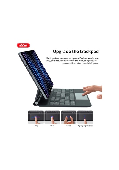 Touchpadli Ve Dijital Ekranlı Şarjlı Türkçe Q Tablet Klavyesi - Apple Uyumlu iPad 10.9 Ve 11 İnç