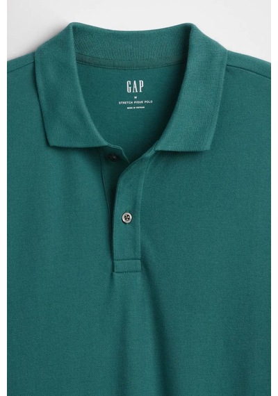 Gap Erkek Pique Polo Yaka Yeşil T-shirt-13470 Yeşil