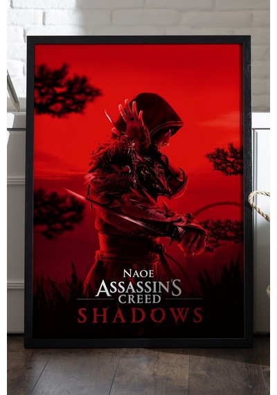Assassin's Creed Shadows Siyah Ahşap Çerçeveli Poster, Dekoratif Oyun Duvar Tablosu
