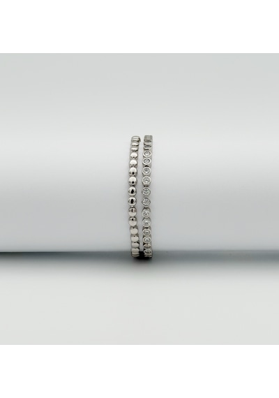 White Gold Plated Çift Görünüm Su Yolu Bileklik Silver
