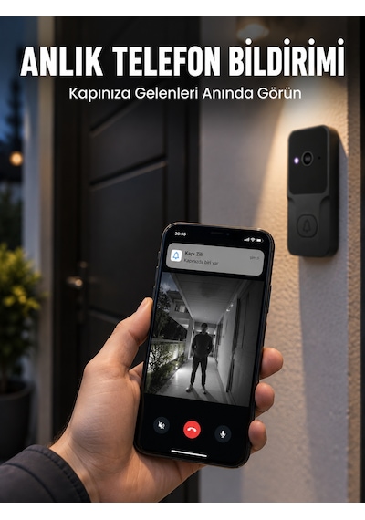 Hd Kameralı Akıllı Kapı Zili Çift Yönlü Sesli Wi-fi Görüntülü Kapı Zili - Lisinya