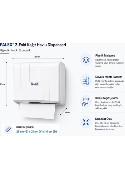Z-fold Kağıt Havlu Dispenseri, Beyaz Plastik Duvara Monte Z Katlı Kağıt Havlu Aparatı, Banyo Ofis Wc Ve Ortak Kullanım Alanları İçin Hijyenik Kağıt Havluluk 25 X 21 X 10 Cm Çok Renkli
