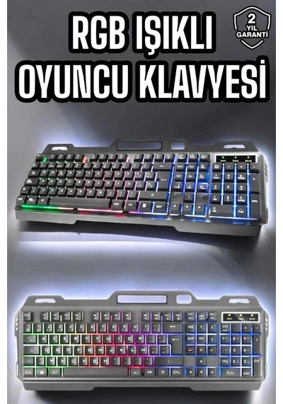 Led Işıklı Oyuncu Klavye Usb Girişli Rgb Işıklı Q Klavye Mouse li 11444057