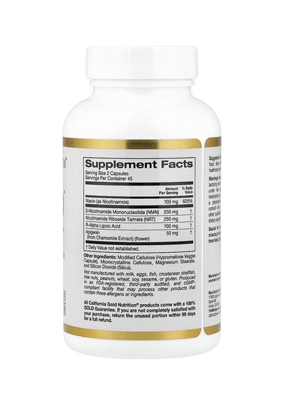 California Gold Nutrition, Vivanad , Nad Complex With Nmn, Nr Tartrate, 90 Veggie Capsules Aromasız