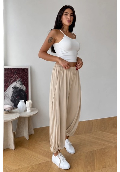 Bb Butik Basic Kadın Salaş Paraşüt Pantolon Ayarlanabilir Paça Frv34 Bej Bb Butik Basic Kadın Salaş Paraşüt Pantolon Ayarlanabilir Paça Frv34 Bej