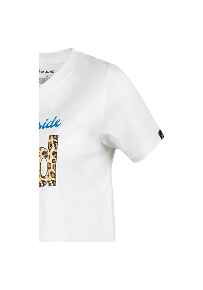 2as Alone Baskılı V Yaka Kadın T-shirt 410 Beyaz