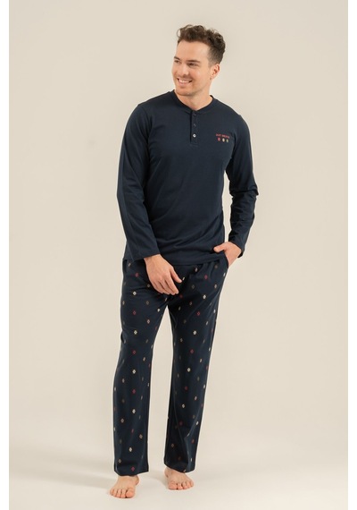 Arnetta Erkek Just Breathe Lacivert Uzun Kol Pijama Takım Ar3853-s-v1 Ar3853-s-v1