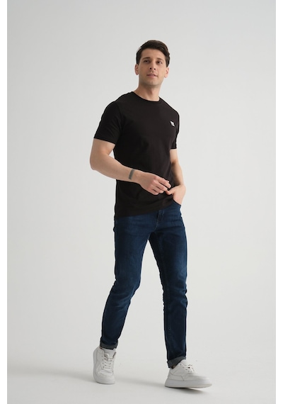 Shooter Sportwear Shooter Erkek Pamuklu Esnek T-shirt Standart Kalıp Minimal Logolu Siyah