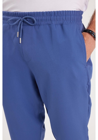Tudors Erkek Regular Fit Beli Lastikli Bağcıklı Jogger İndigo Pantolon Rahat Kesim Yan Cepli-36898 İndigo