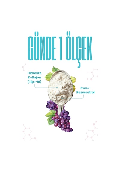 Vitisfera Collagen Complex- %100 Saf, Doğal Tip I-ııı Çift Hidrolize Kolajen Peptitleri + Trans Resveratrol İçeren Gıda Takviyesi Nötr Tat, Şekersiz