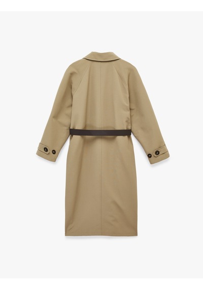 Koton Uzun Kollu Cepli Gabardin Oversize Kemerli Trençkot Haki 6sak00018ew Haki