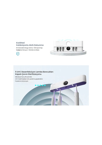 Şarj Edilebilir Diş Fırçası Tutacağı Ve Sensörlü Uv Sterilizatör Philips Led Teknolojisi Mavi - 691785145 Mavi