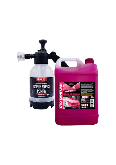 Smx %90 Cilalı Pink Fusion Oto Şampuanı 5 Lt Ve 2 Litre Köpük Yapıcı Kimyasal Dayanımlı Basınçlı Pompa