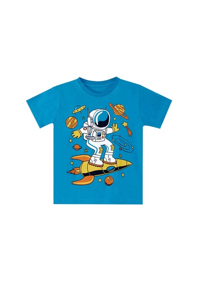 Denokids Mshb&g Astronot Erkek Çocuk T-shirt Kapri Şort Takım Çok Renkli
