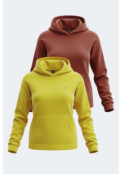 Slazenger Sassa 2 Li Set Kadın Sarı - Kiremit Sweatshirt Sarı - Kiremit