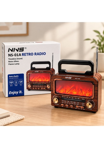 Şömineli Retro Radyo Hoparlör Bluetooth, Am/fm/sw, Usb/type-c, Tf