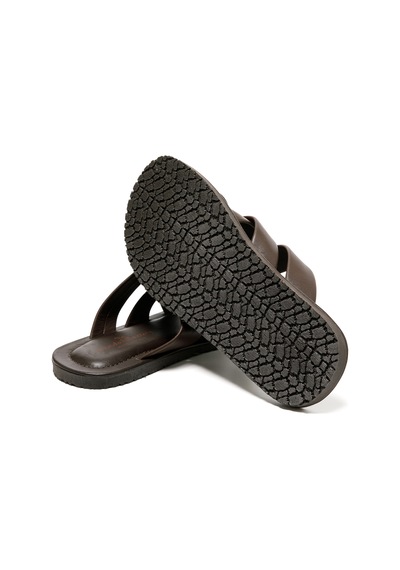 Brown Terlik Erkek M7727 The Sandals Factory Leather Upper Sandals Brown Kahverengi