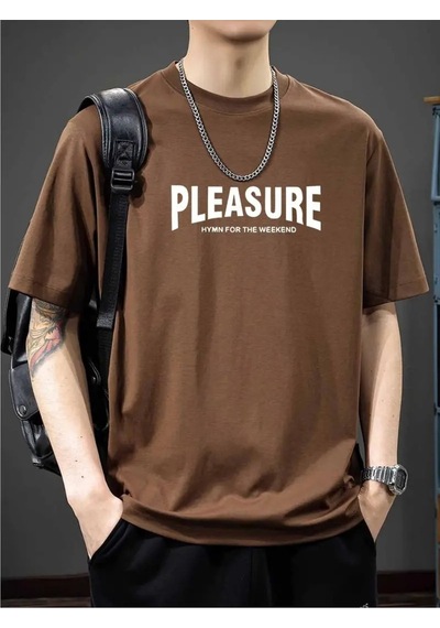 Flood Of Style Erkek Kahverengi Pleasure Baskılı Oversize
