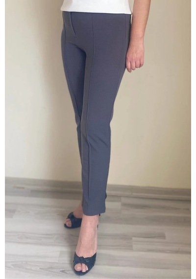 Mia Butik Dertsiz Büyük Beden Koyu Gri Toparlayıcı Kumaş Pantolon Koyu Gri