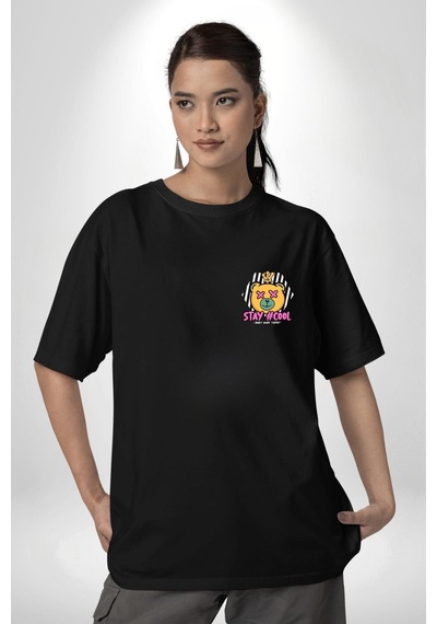 Game Oyun Alanı Siyah Oversize Unisex Ön Ve Sırt Baskılı Tişört Siyah