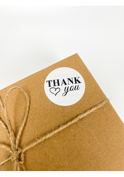 Thank You Kalpli Siyah Yazılı 5 Cm Yuvarlak Yapışkanlı Etiket 100 Adet