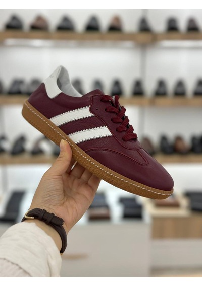 Fast Step Hakiki Deri Kadın Casual Ayakkabı 182za2324 BORDO BEYAZ Bordo - Beyaz
