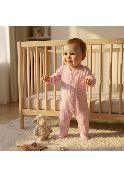 Sebi Bebe Yıldızlı Patikli Tulum 1131 Pembe