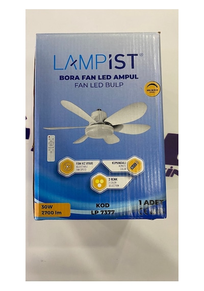 Lampist Uzaktan Kumandalı Pervaneli Fan LED Ampul (6 Kanat) LP7377 - 30W E27
