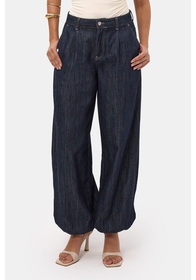 it's basic Kadın İndigo Selvedge 7s6-50 Balon Jogger Fit Denim Jean