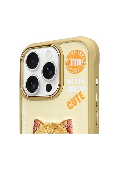 Apple iPhone 16 Pro Max Uyumlu 3d Gerçek Nakış İşlemeli Kedicik Desenli Silikon Kılıf 2.0