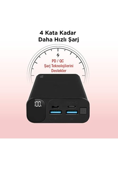 Pb06 20.000mah Pd 20w Lcd Ekranlı Taşınabilir Şarj Aleti Powerbank Siyah