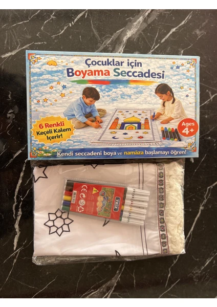 Çocuklar İçin Boyamalı Seccade 6 Renk Keçeli Kalem