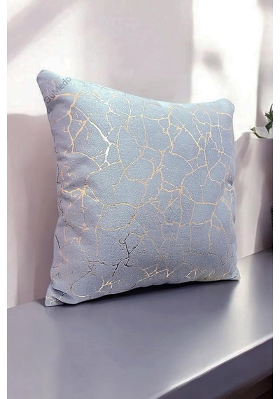 Soho Kumaş Altın Varak Desenli Dekoratif 4'lü Kırlent Yastık Kılıfı Seti - 42 X 42 Cm 2, Açık Gri 2'li Çok Renkli