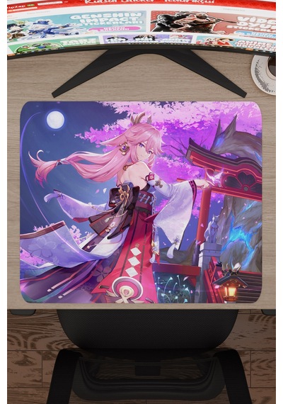 Yae Miko Genshin Impact Anime Gacha V5 - 48x40 Xl Gaming Mouse Pad Fare Altlığı