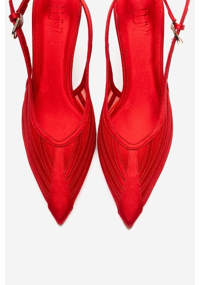 Luvishoes Fauna Kırmızı Saten Kadın Topuklu Ayakkabı Kırmızı