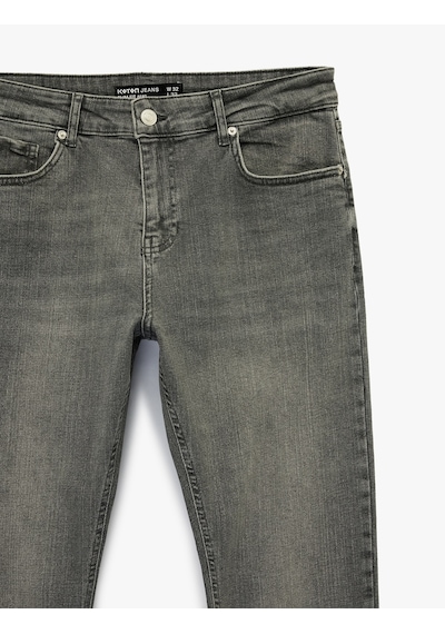 Koton Normal Bel Pamuklu Slim Fit Jean Pantolon - Brad Jean Gri 6sam40056nd Gri