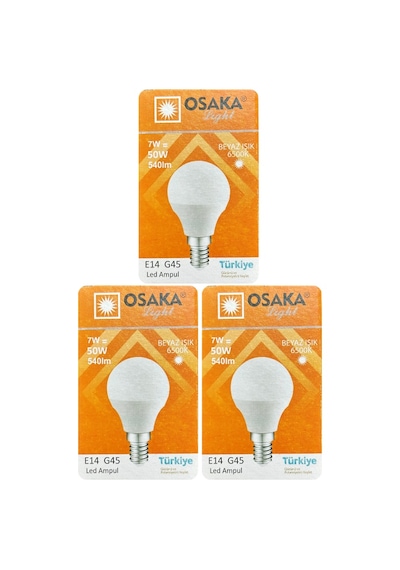 3 Adet Osaka 7w 50w Beyaz Işık E14 Duylu İnce Duy Led Mini Ampul
