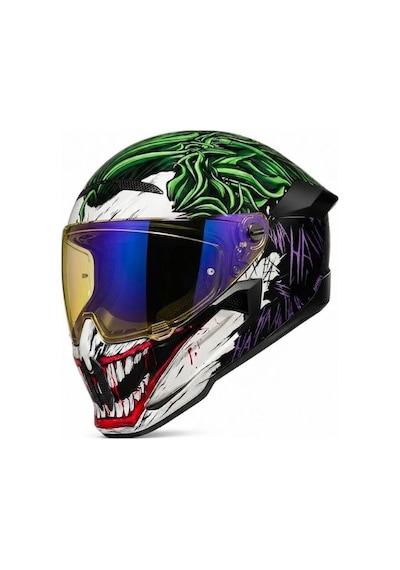 Ruroc Atlas 4.0 The Joker Kapalı Motosiklet Kaskı, Aurora Blue Vizör Dot Sertifika Çok Renkli
