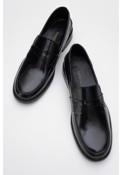 Dericlub Erkek Klasik Rugan Deri Loafer Gerçek Deri Cr 2655 Siyah