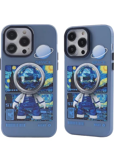Newface Apple İphone 14 Pro Max Kılıf Prada Desenli Kapak - Prada Mavi - 1