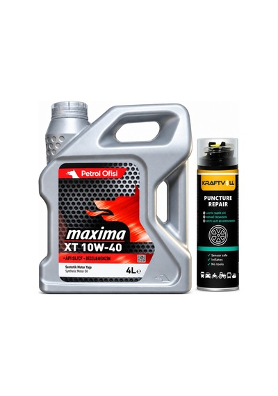 Petrol Ofisi Maxima XT 10W-40 Motor Yağı 4 L + Lastik Tamir Kiti 400 ML