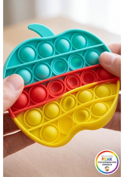 Elma Pop It Çocuk Fidget Kabartmalı Silikon Duyusal Gelişim Stres Oyuncağı 12x11,5 Cm